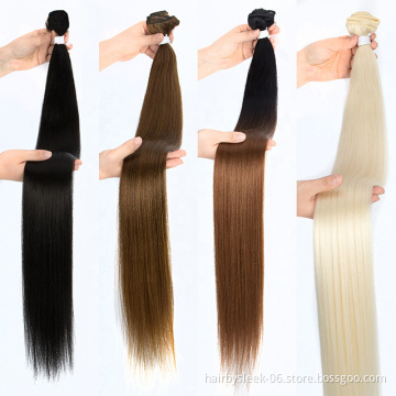 Rebecca 12 ~ 36 inches natural black blonde color high resistant fiber bone straight synthetic hair bundles with closure